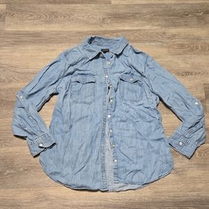 Talbots Blue Chambray Denim Shirt Sz XL